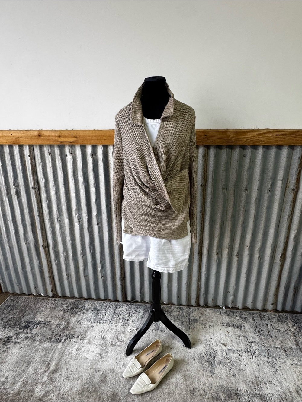 St John Draped Knit Sweater - Gold